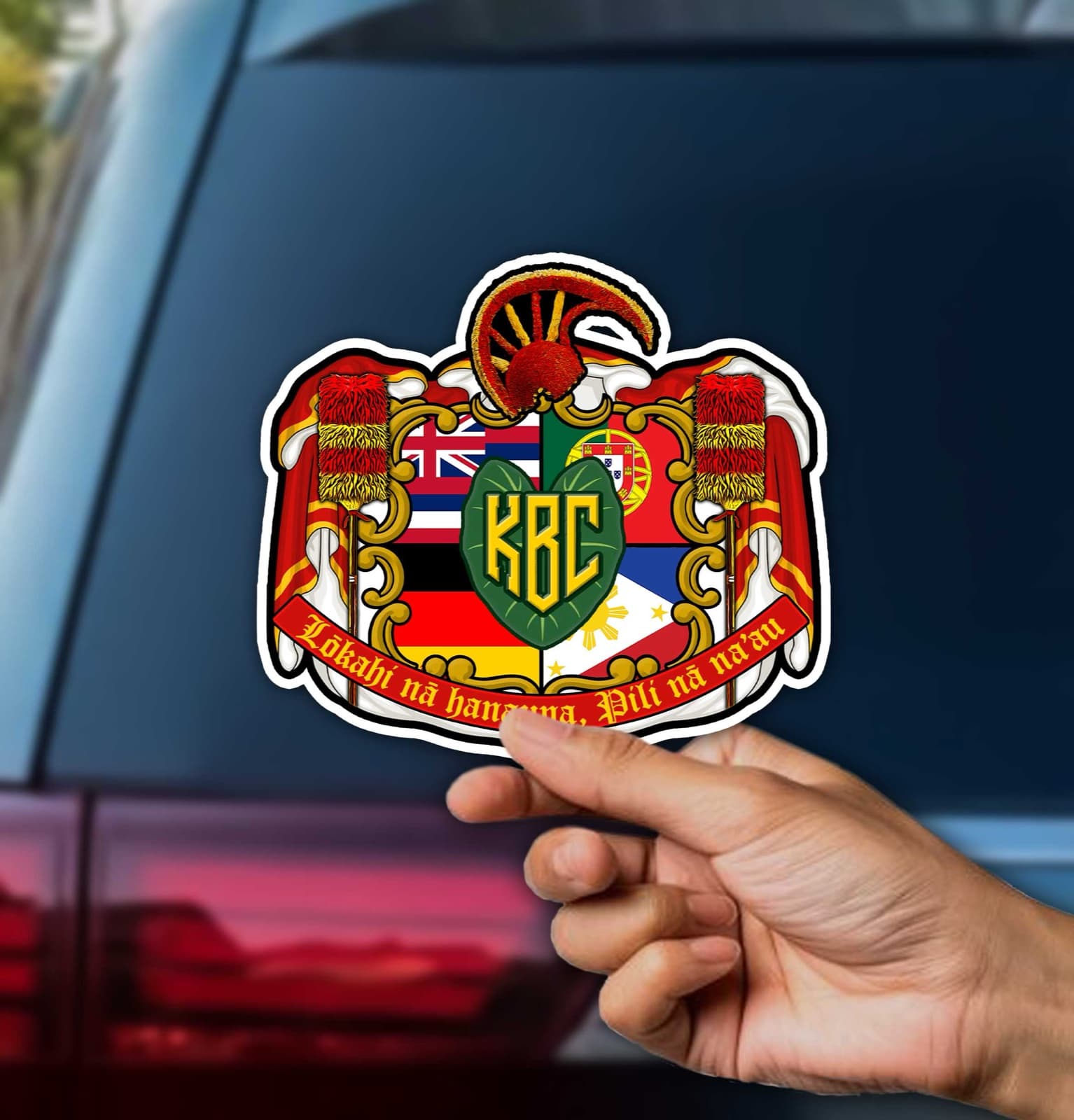 KBC sticker with the family crest